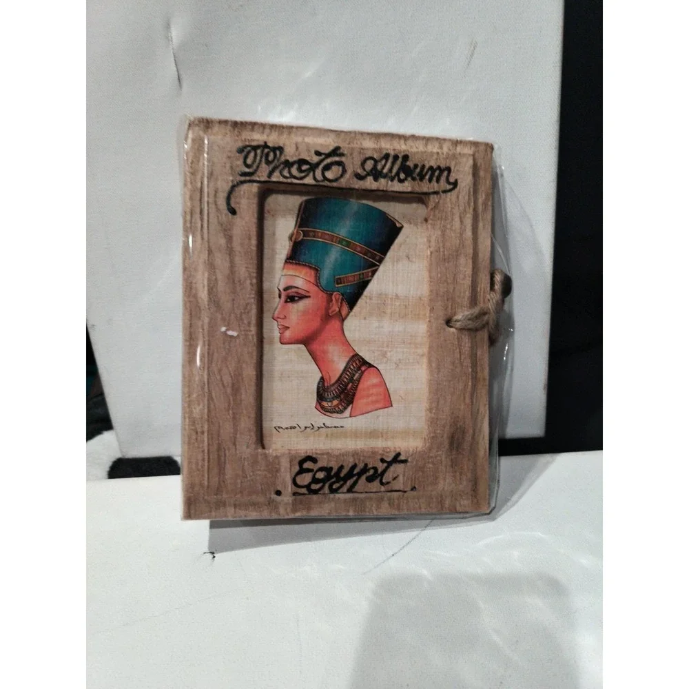 New Unique Handmade Africa Egyptian Woodish Photo Album Paper Pages 4x6 Sealed